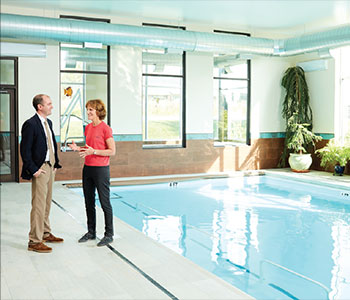 The RehabGYM's expansive pool area